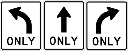 Left, Straight, or Right Turn only